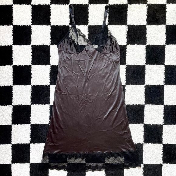 Vintage Black Nylon Slip Dress - Picture 1 of 4